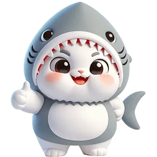 👍 gato, tiburón, animal, lindo, dibujos animados, disfraz whatsapp sticker