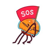 😠 SOS SOS, bantuan, darurat, kartun, bendera, oranye, butuh bantuan telegram sticker