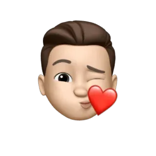 😘 memoji, heart, winking, emoji, cartoon telegram sticker