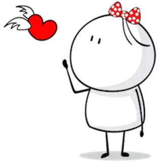 ❤ hart, liefde, schattig, cartoon, personage, vleugels, strik telegram sticker