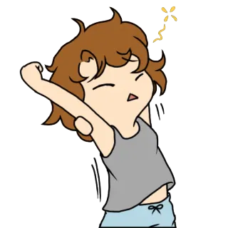☀ 만화, 졸린, 하품, 기상, 게으른, 기지개 telegram sticker