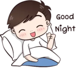 🌚 Good Night 잘 자, 수면, 만화, 소년, 베개, 담요 whatsapp sticker