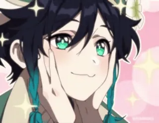 🤩 Venti Genshin Impact アニメ, 原神, ウェンティ, 可愛い, キラキラ, 笑顔 telegram sticker