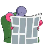 😐 reading, newspaper, chair, cartoon, character telegram sticker