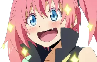 🤩 Millim Nava That Time I Got Reincarnated as a Slime Anime, Manga, Cuqui, Kawaii, Slime, Isekai, Pelo rosa whatsapp sticker