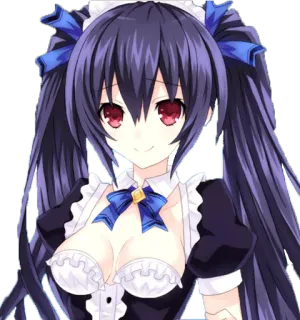 😊 Noire Hyperdimension Neptunia Anime, Video game, Karakter, Rambut ungu, Seragam pelayan whatsapp sticker
