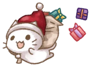 🎁 kucing, natal, hadiah, kado, imut, liburan, meriah, topi santa telegram sticker