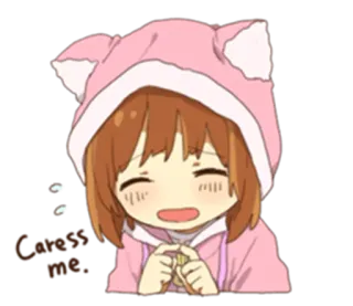 🙊 Caress me... Anime, Mädchen, Süß, Katzenohren, Kapuzenpullover telegram sticker