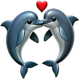 🐬 cá heo, trái tim, tình yêu, dễ thương, động vật, sinh vật biển whatsapp sticker