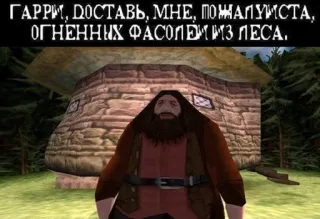 🥜 Hagrid Harry Potter Гарри, доставь, мне, пожалуйста, огненных фасолей из леса. Harry Potter, Hagrid, Russian, magic, fantasy telegram sticker