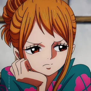 🧡 Nami One Piece Anime, Mädchen, Charakter, Orange Haare, One Piece, Nami, Ernst, Ausdruck telegram sticker