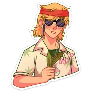 💐 peace, hippy, flowers, sunglasses, man, cartoon, sticker telegram sticker