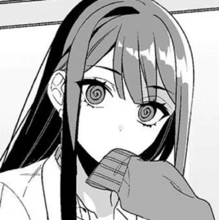 📍 Anime, Garota, Mangá, Desenho animado, Retrato, Preto e branco telegram sticker