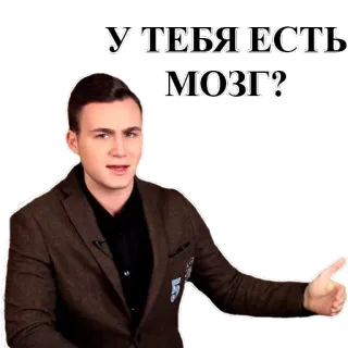 🙄 У ТЕБЯ ЕСТЬ МОЗГ? man, vraag, hersenen, serieus, russisch telegram sticker
