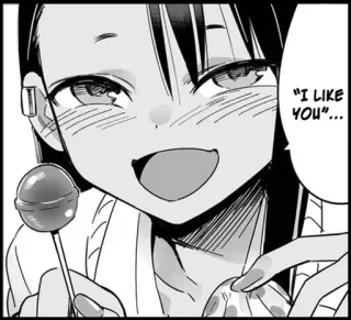 🖤 Nagatoro Don't Toy with Me, Miss Nagatoro "I LIKE YOU"... anime, manga, nagatoro, lollipop, affection, love, schoolgirl telegram sticker