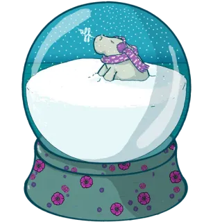 ❄️ off снежный шар, гиппопотам, шарф, снег, зима, милый whatsapp sticker