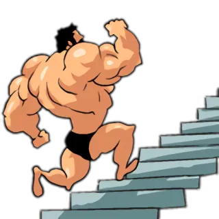 🏃 mięsień, schody, fitness, kreskówka, ćwiczenia telegram sticker
