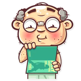 😳 1953 dibujo animado, abuelo, gafas, ilustración, personaje telegram sticker