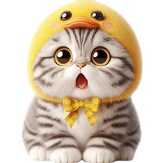 😱 cat, kitten, duck, animal, cute, pet, kawaii whatsapp sticker