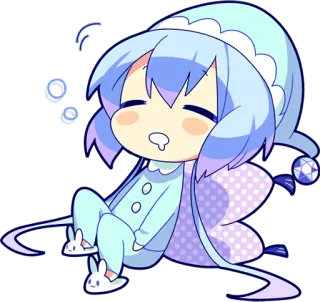 😪 tidur, chibi, imut, kartun, mengantuk, anime, manga telegram sticker