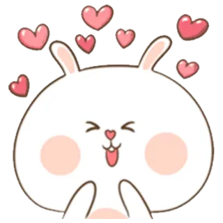 😍 conejo, lindo, conejo, amor, corazones, kawaii, animal whatsapp sticker