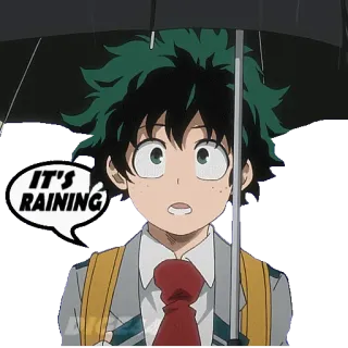 ☔️ Izuku Midoriya My Hero Academia IT'S RAINING Anime, Manga, Lluvia, Paraguas, Estudiante, My Hero Academia, Izuku Midoriya telegram sticker