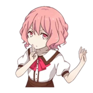 🤐 fille anime, cheveux roses, mignon, chut, anime, dessin animé whatsapp sticker