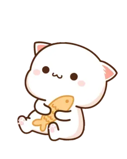 💈 Katze, Fisch, süß, Tier, Cartoon telegram sticker