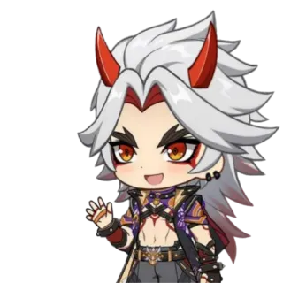 ⛩ Arataki Itto Genshin Impact anime, video game, character, genshin impact, arataki itto, chibi telegram sticker