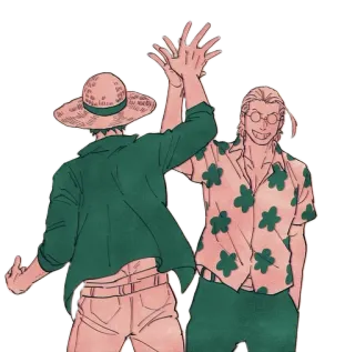 ✋ anime, cartoon, characters, high five, happy telegram sticker