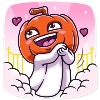 😍 bí ngô, dễ thương, kawaii, trái tim, nhãn dán, ma telegram sticker