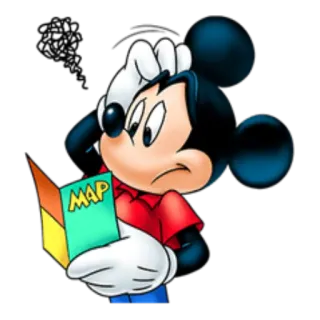 🤔 Mickey Mouse MAP desenho animado, rato, mapa, confuso, disney, personagem telegram sticker