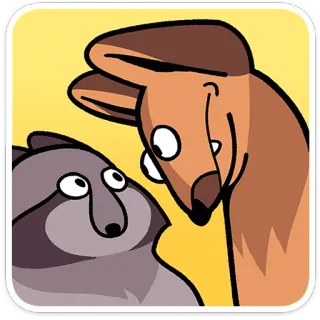 ⭐ cartoon, animals, dog, raccoon, cute, illustration telegram sticker