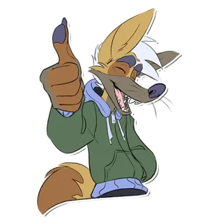 👍 cáo, hoạt hình, giơ ngón tay cái, động vật, dễ thương, vui vẻ telegram sticker