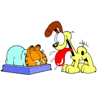 🐕 Garfield cartoon, cat, dog, odious, animals, sleeping whatsapp sticker