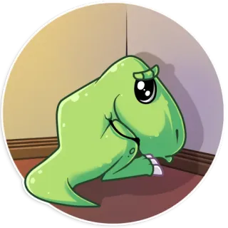 ☹ dinossauro, desenho animado, triste, fofo, verde telegram sticker