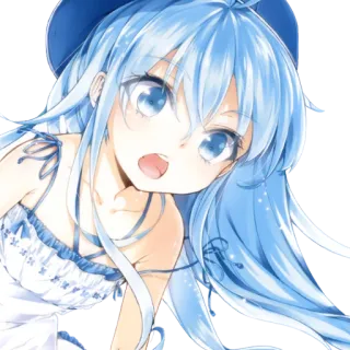 🎐 Anime, Mädchen, blaue Haare, süß, Cartoon, Figur, Porträt telegram sticker