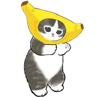 🍌 猫, 香蕉, 可爱, 动物, 贴纸, 卡通 telegram sticker