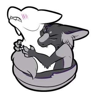 😈 furry, cartoon, hug, animal, cute telegram sticker