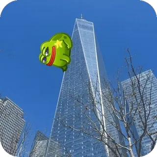 🐸 Gebäude, Wolkenkratzer, Stadt, Cartoon, Grünes Monster, Architektur telegram sticker