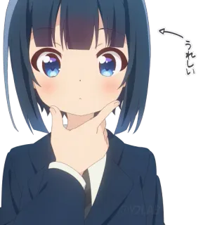 🤔 うれしい Anime, Dziewczyna, Myśli, Szczęśliwa, Słodkie whatsapp sticker