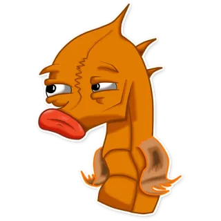 🤔 Cartone animato, Pesce, Arancione, Divertente, Adesivo, Personaggio whatsapp sticker