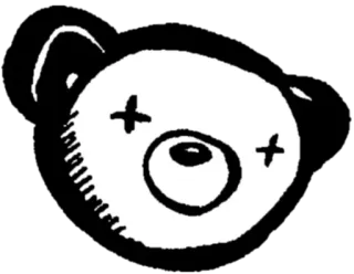 ☠ oso, muerte, dibujos animados, aterrador, pegatina, blanco y negro telegram sticker
