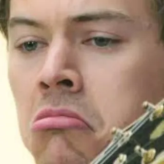 😐 Harry Styles harry styles, singer, celebrity, pop star, guitar, sad, portrait telegram sticker