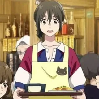 🍛 애니메이션, 웨이터, 음식, 캐릭터, 레스토랑 telegram sticker