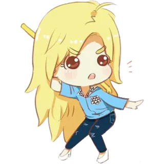 😟 chibi, desenho animado, menina, kawaii whatsapp sticker