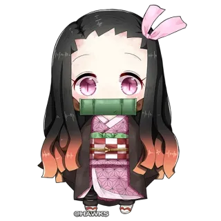 😶 Nezuko Kamado Demon Slayer @HAWKS Nezuko, Demon Slayer, Anime, Chibi, Süß, Cartoon whatsapp sticker
