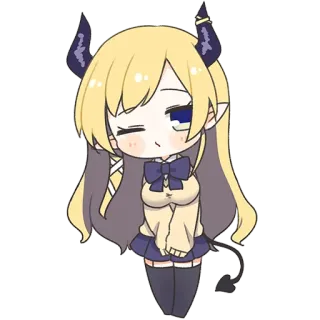😉 anime, demon, girl, chibi, cute telegram sticker