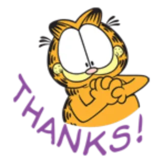 😌 Garfield THANKS! Kreskówka, Kot, Dziękuję, Wdzięczność, Wyrażenie, Garfield, Pomarańczowy telegram sticker