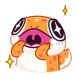 🤩 จิ้งจก, น่ารัก, สัตว์, คาวาอิ, ประกาย, ตา, มีความสุข telegram sticker